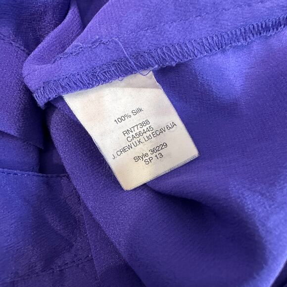 J.Crew Silk Top WMNS S Button Up Purple Long Sleeve Lightweight Collared Blouse - Picture 6 of 7